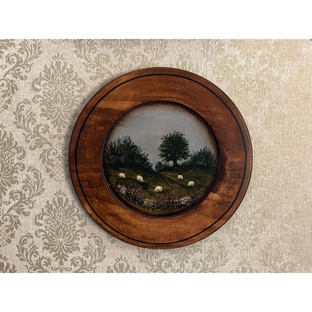 Vintage Country Plains Farm Pastoral Sheep American Folk Art Painting 52/1000